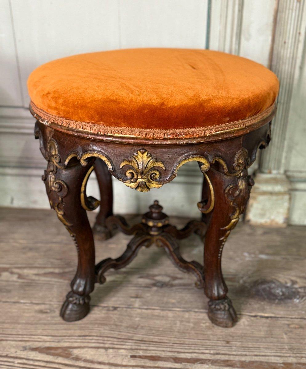 Pair of carved wooden stools, circa 1900, marked F. Morin, Florence 1