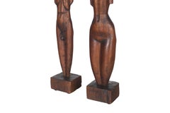 Pair of Carved Wooden Torso of a Female and Male
