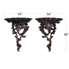 Pair of Carved Wooden Wall Sconces