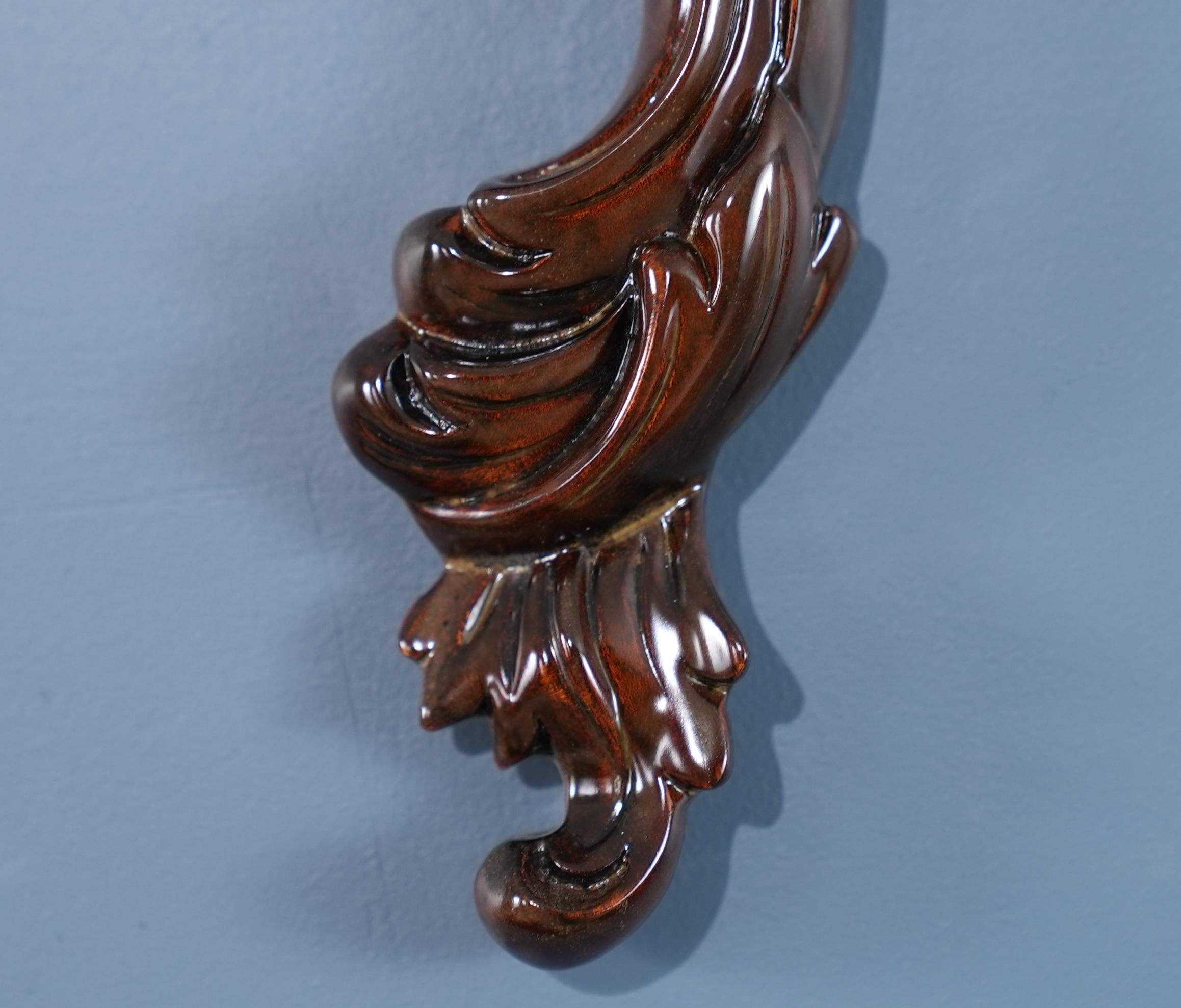 Contemporary Pair of Carved Wooden Wall Sconces For Sale