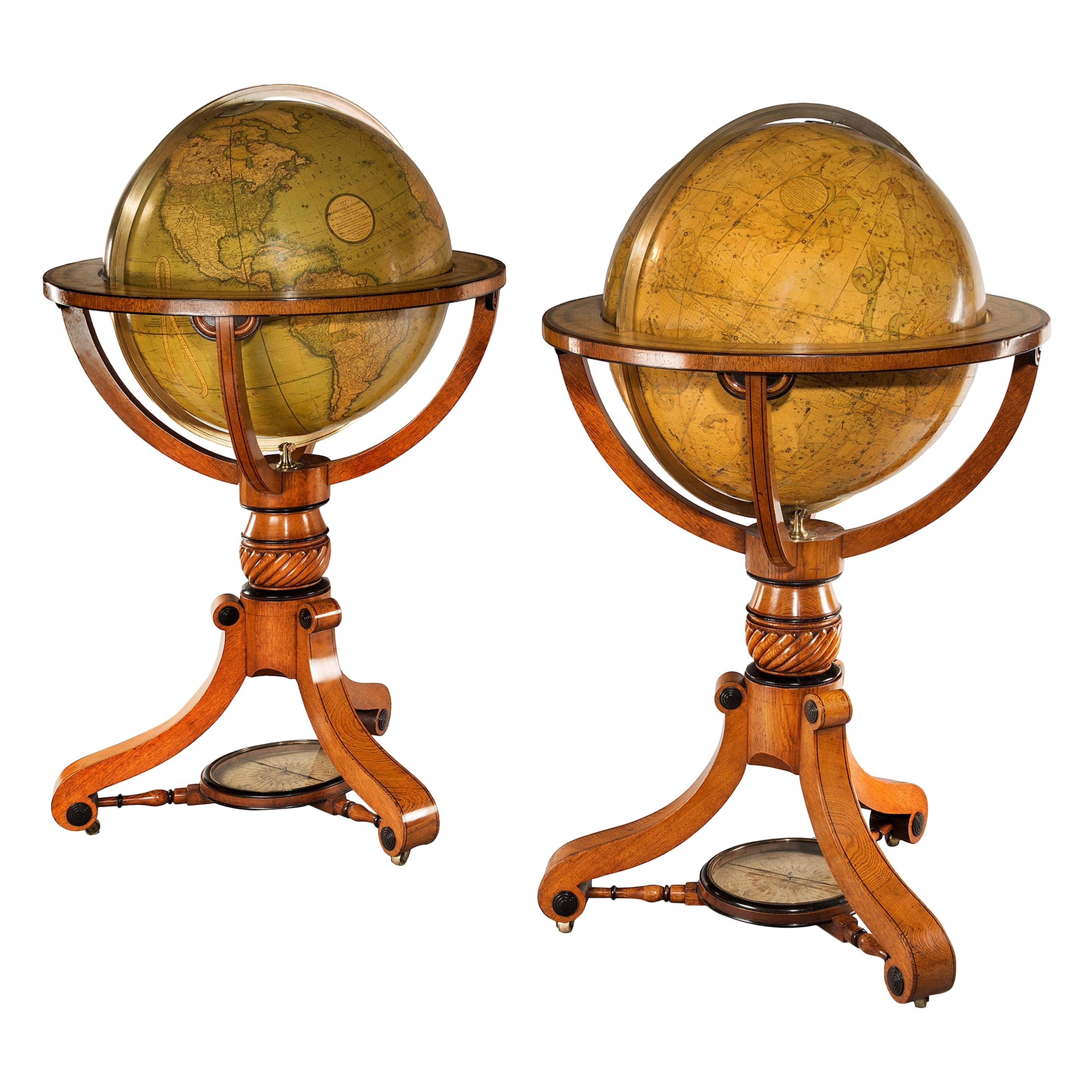 Pair of Cary’s Terrestrial and Celestial Library Globes