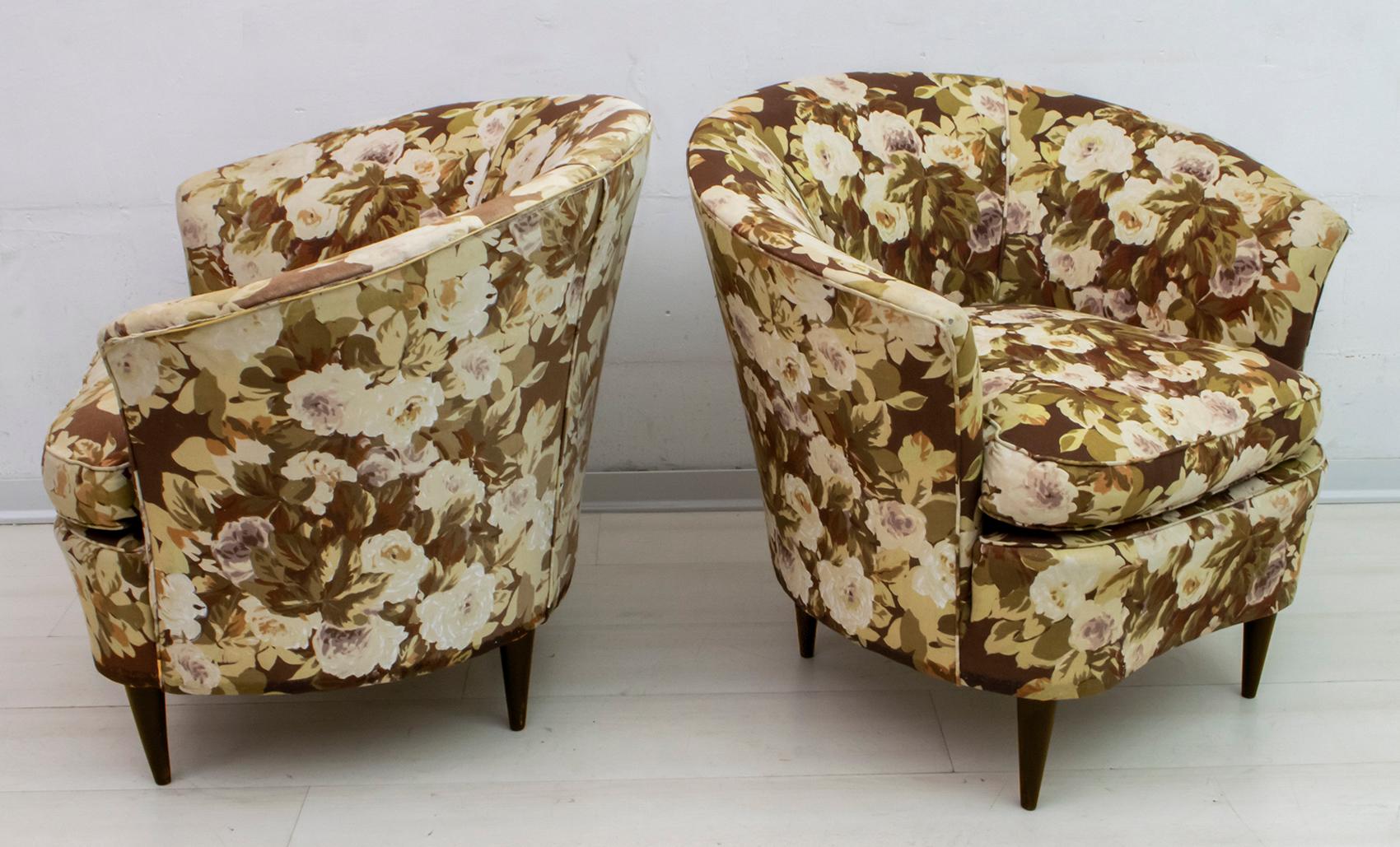Pair of Casa e Giardino Mid-Century Modern Italian Small Armchairs, 1950s 1