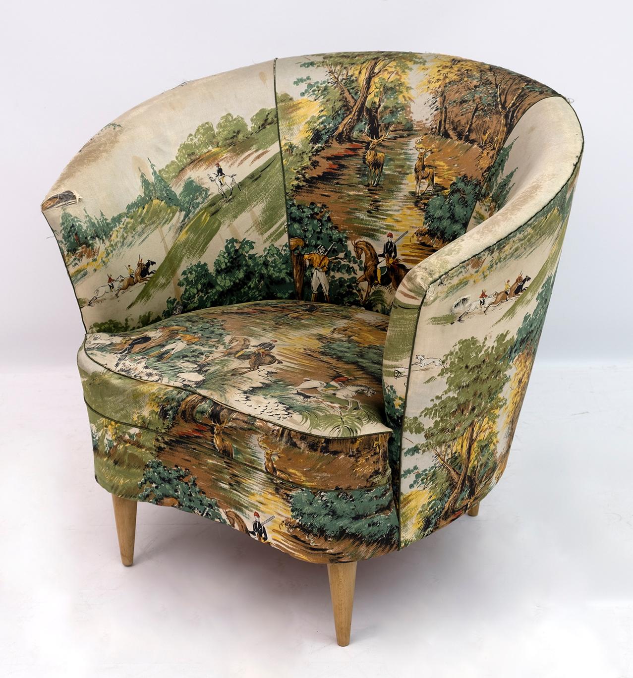 Mid-20th Century Casa e Giardino Mid-Century Modern Italian Small Armchair, 1950s For Sale