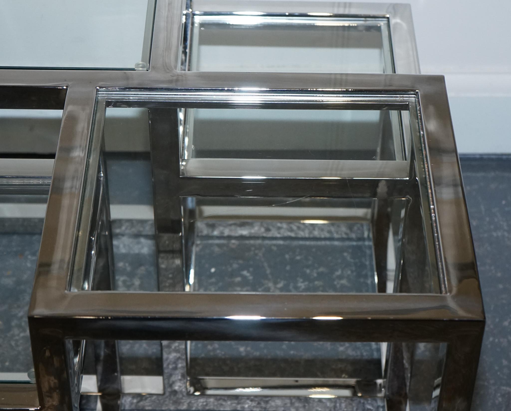 PAIR OF CASA PADRiNO ART DECO  Style GLASS POLISHED STAINLESS STEEL SIDE TABLES im Angebot 7