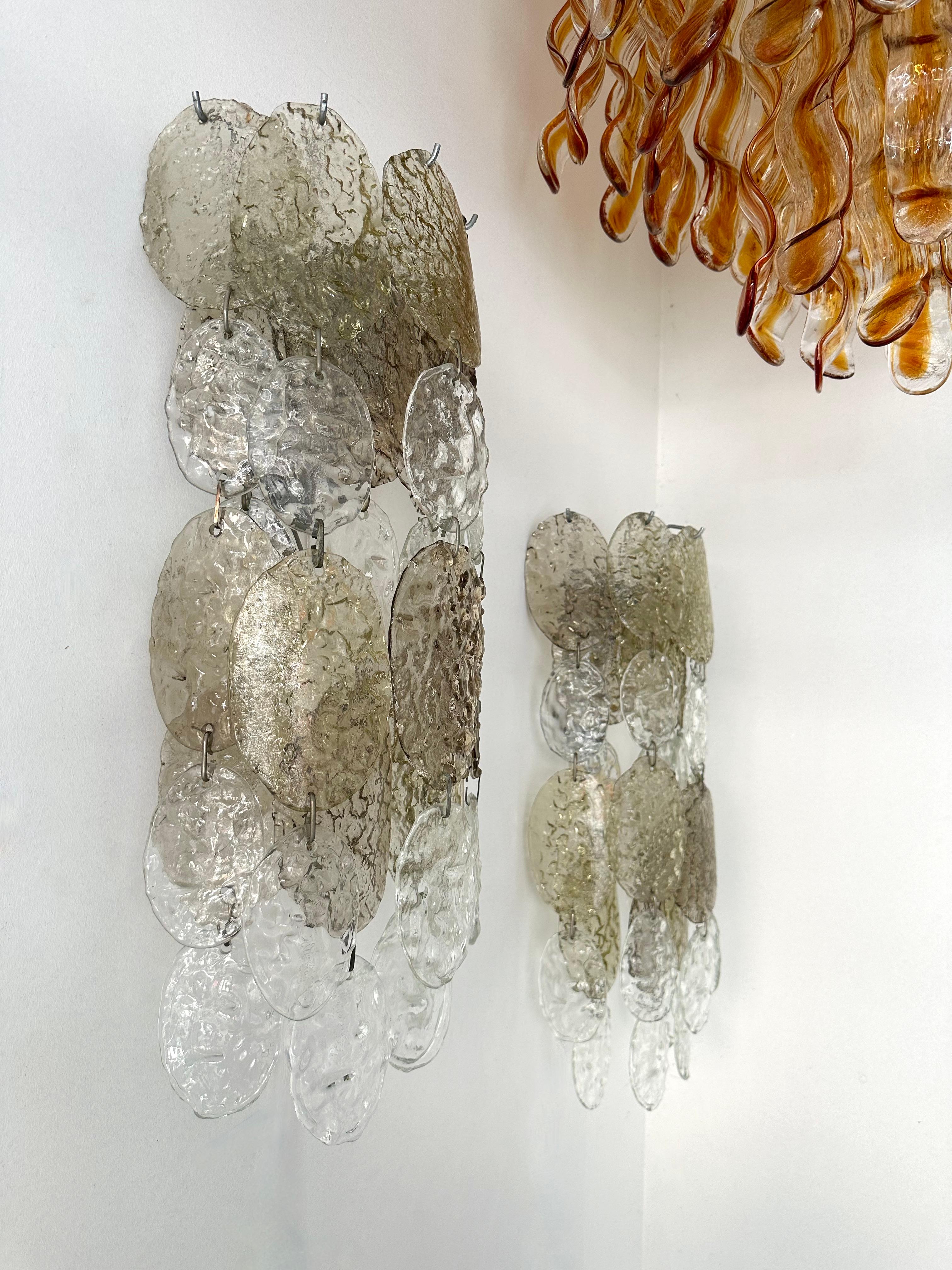 Pair of Cascade Torcello Murano Glass Sconces by Vistosi, Italy, 1970s 5