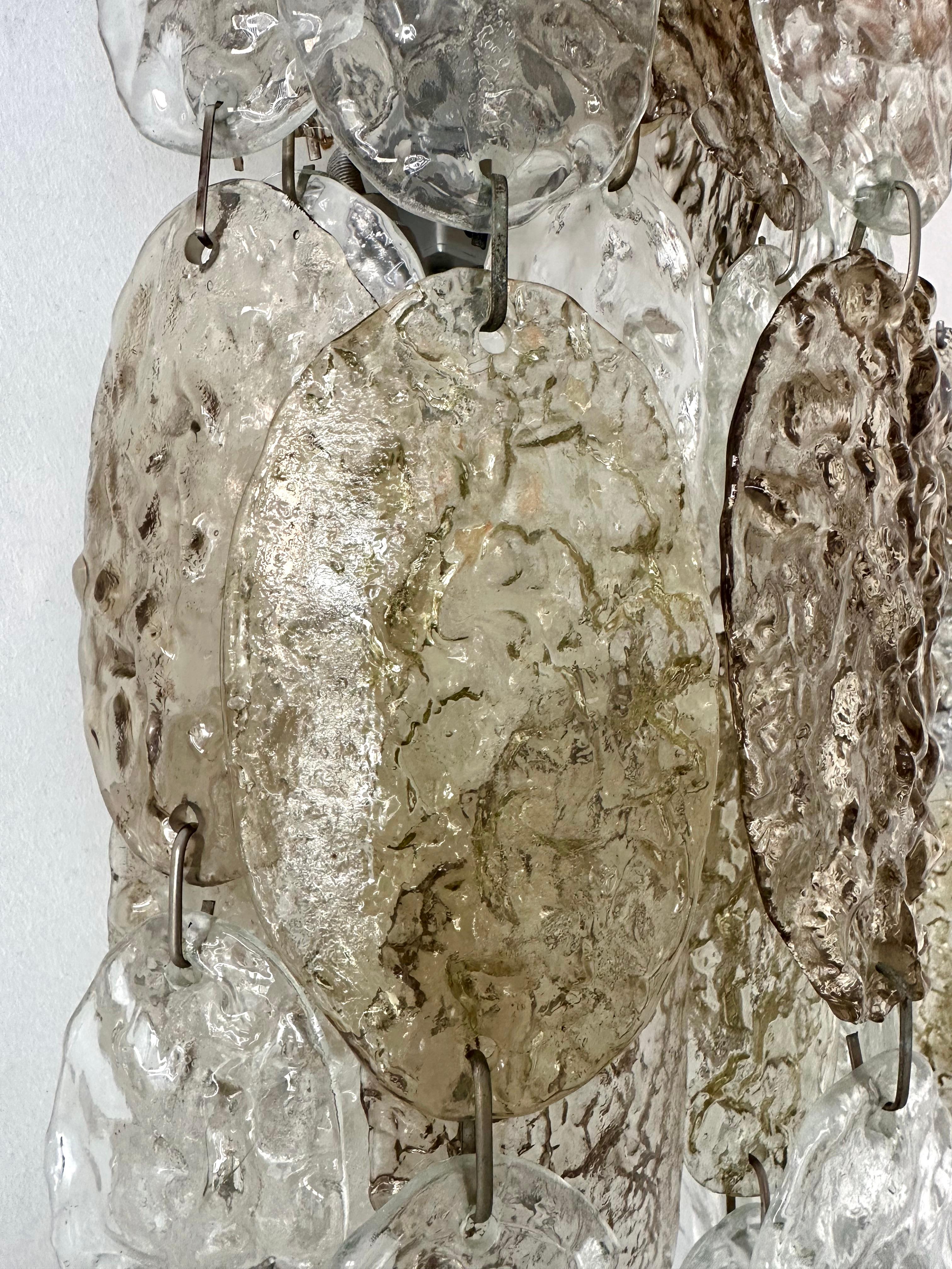 Pair of Cascade Torcello Murano Glass Sconces by Vistosi, Italy, 1970s 6