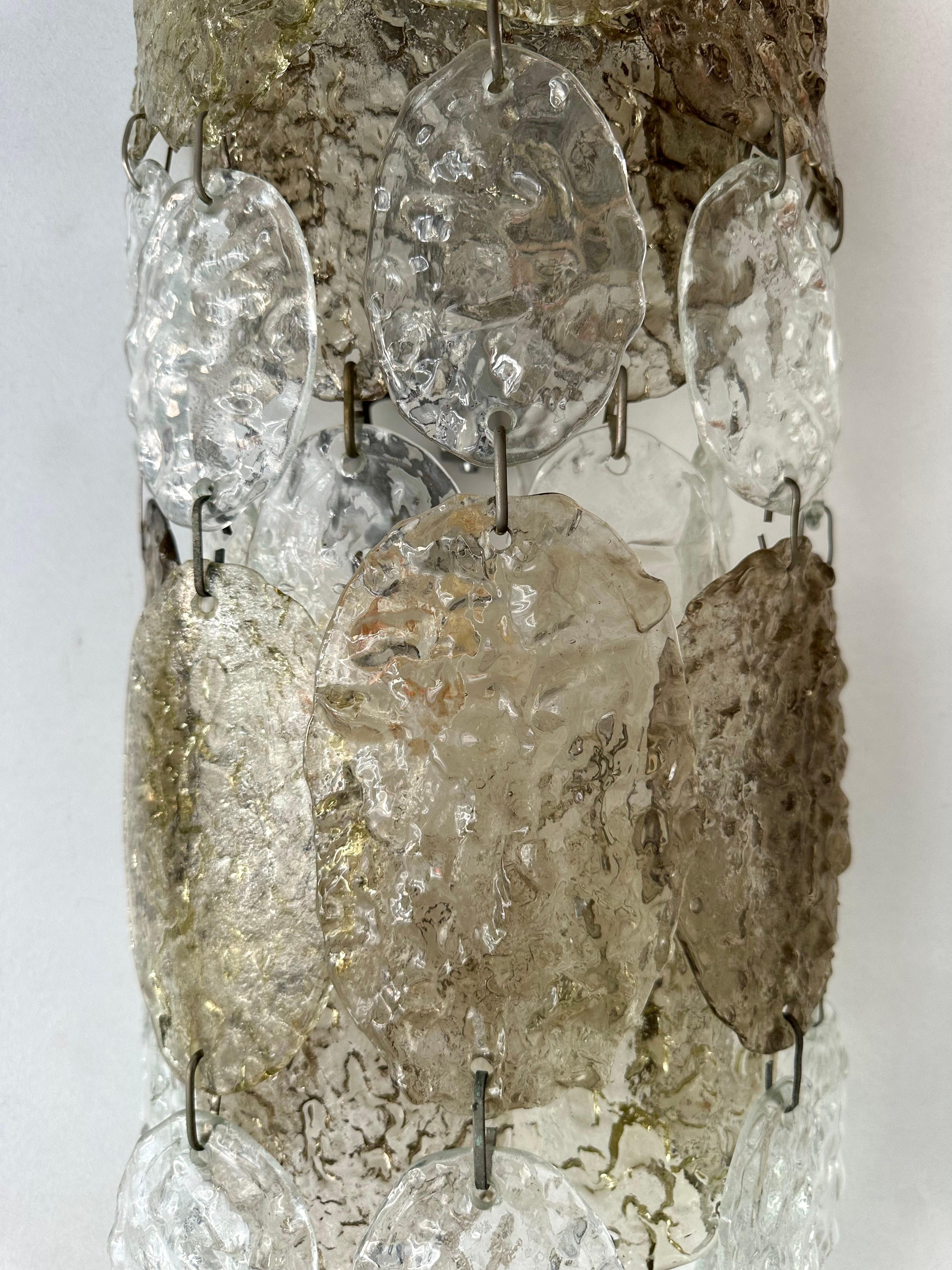 Pair of Cascade Torcello Murano Glass Sconces by Vistosi, Italy, 1970s 1