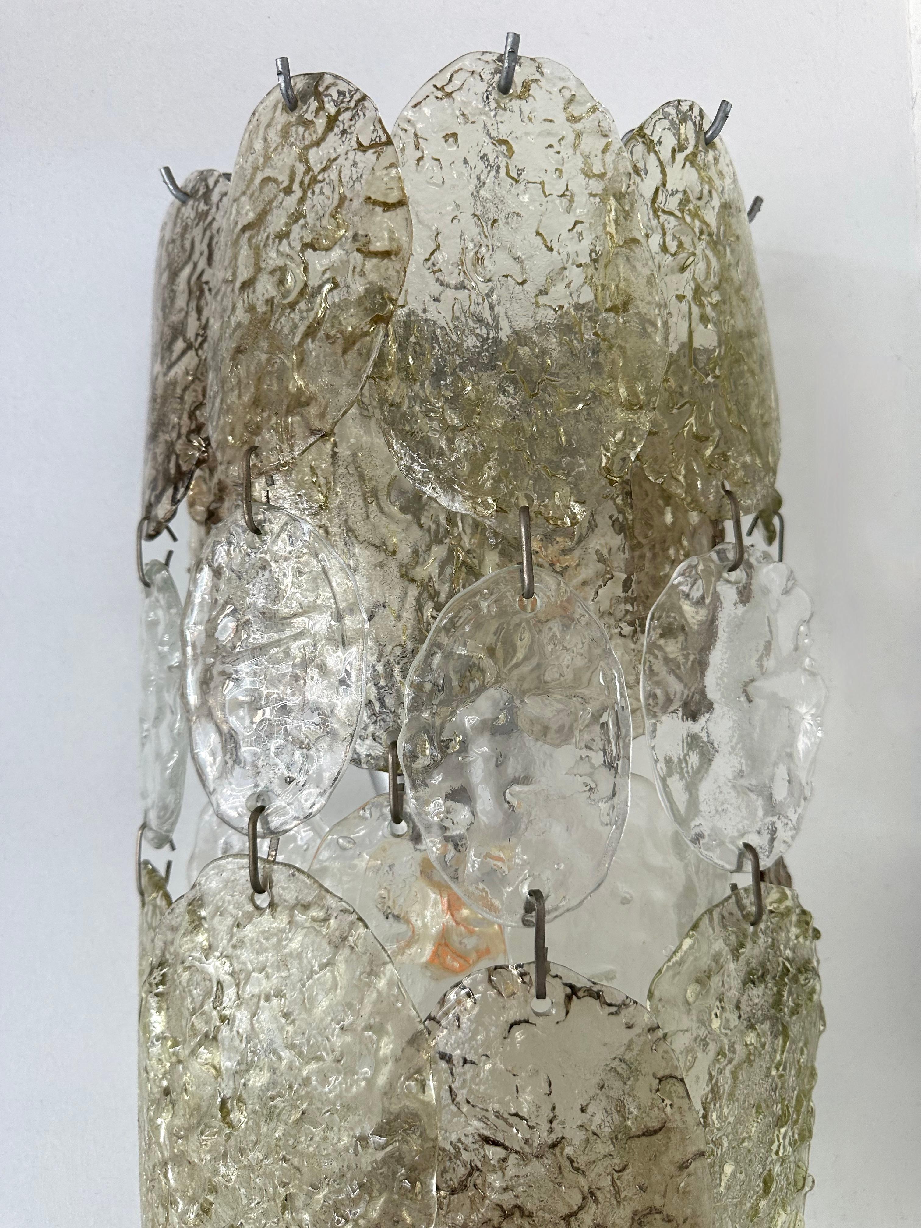 Pair of Cascade Torcello Murano Glass Sconces by Vistosi, Italy, 1970s 2