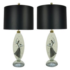 Pair of Cased Murano Glass Figural Lamps by Alfredo Barbini