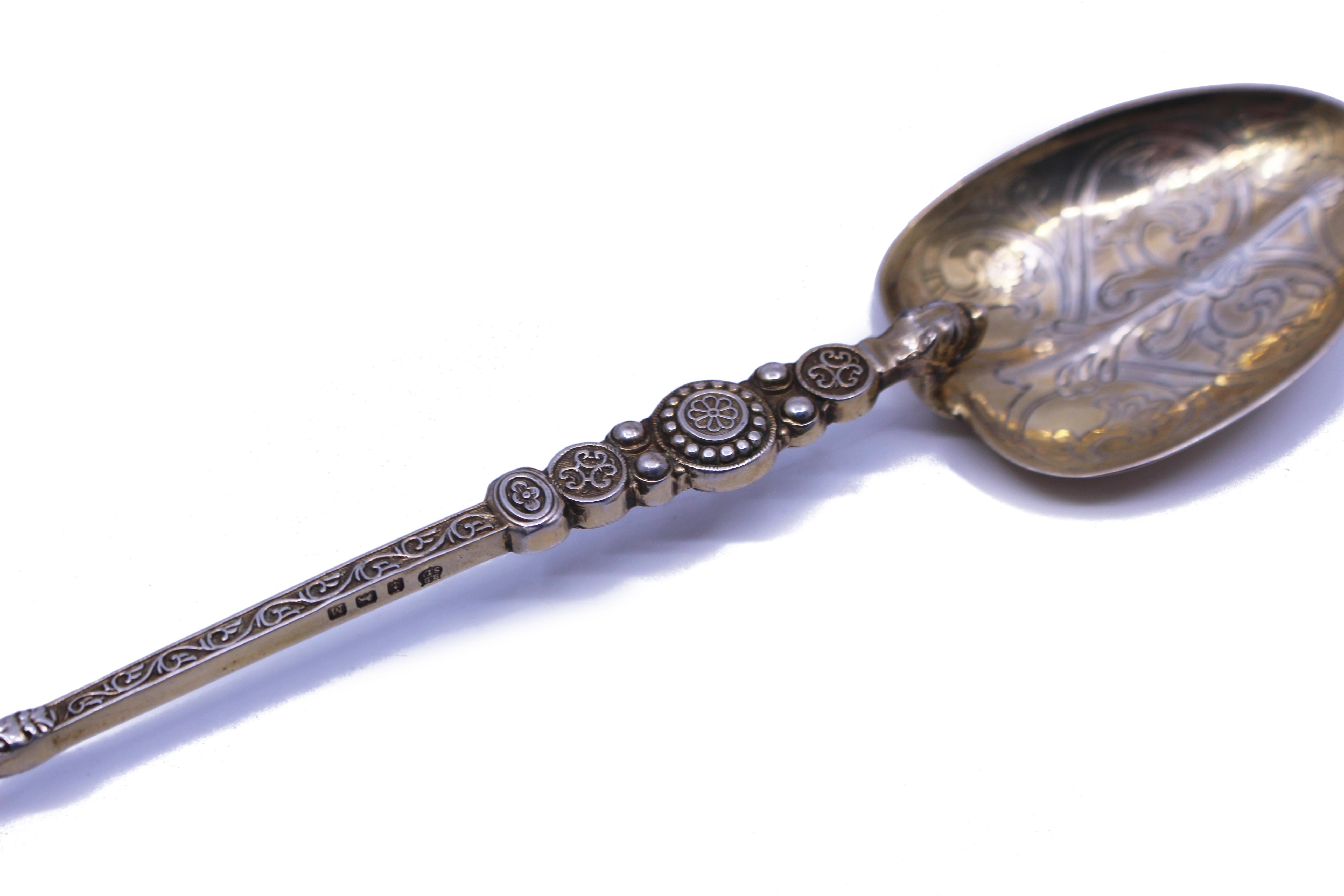 Pareja de Cucharas de Unción de Plata Dorada Envasadas - Birmingham, 1936 en venta 4