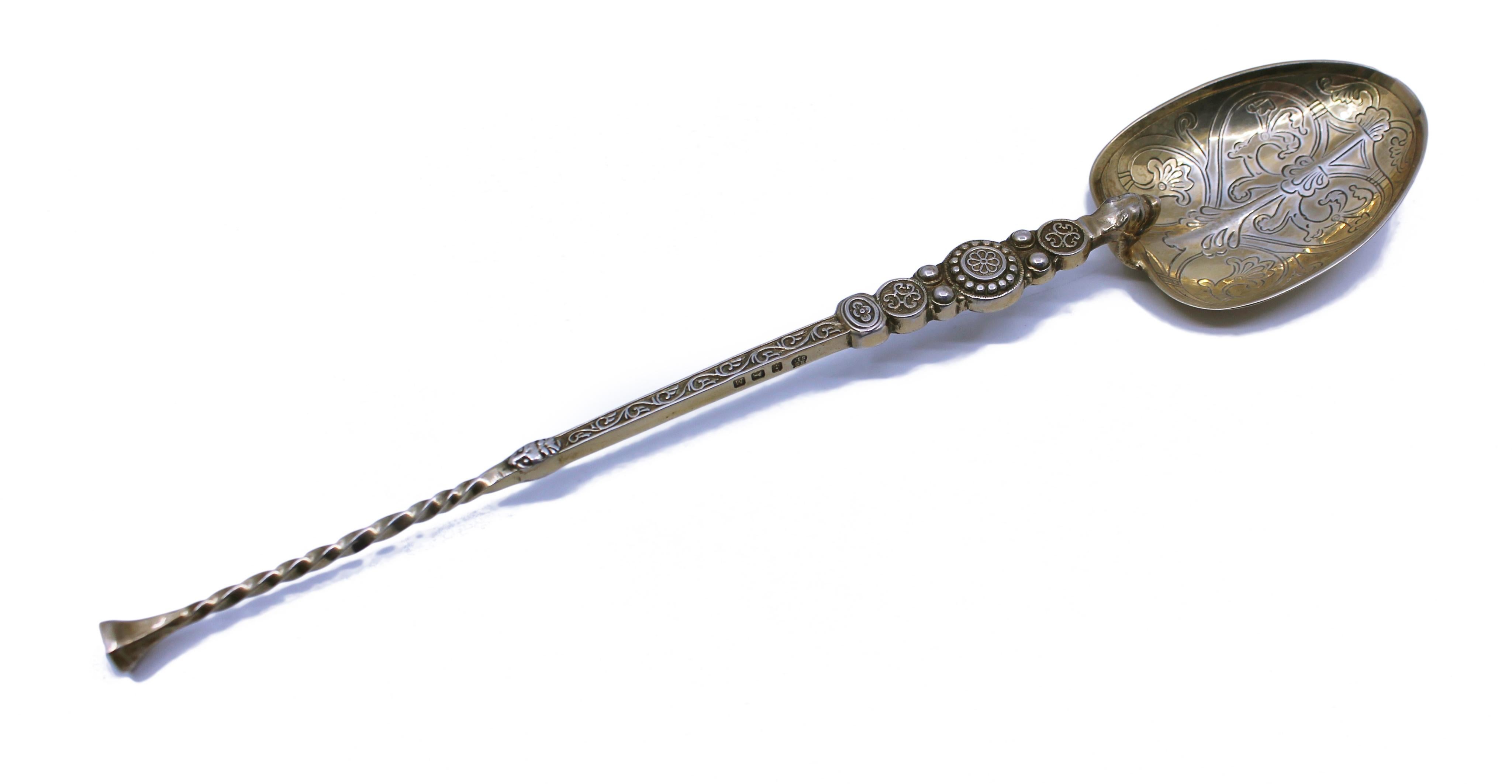 Pareja de Cucharas de Unción de Plata Dorada Envasadas - Birmingham, 1936 en venta 3