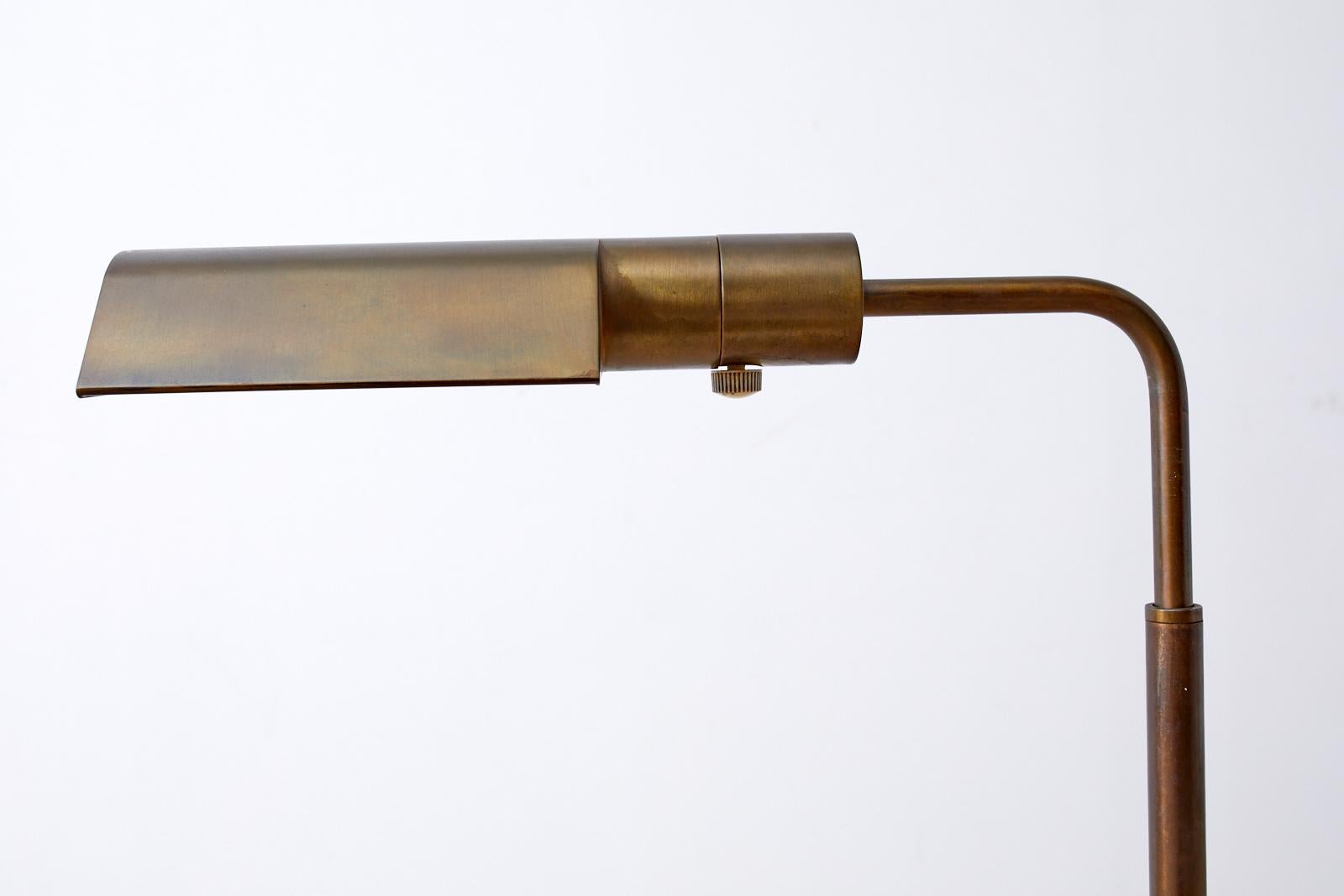 20th Century Pair of Casella Brass Adjustable Pharmacy Floor Lamps