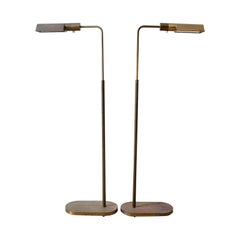 Pair of Casella Brass Adjustable Pharmacy Floor Lamps