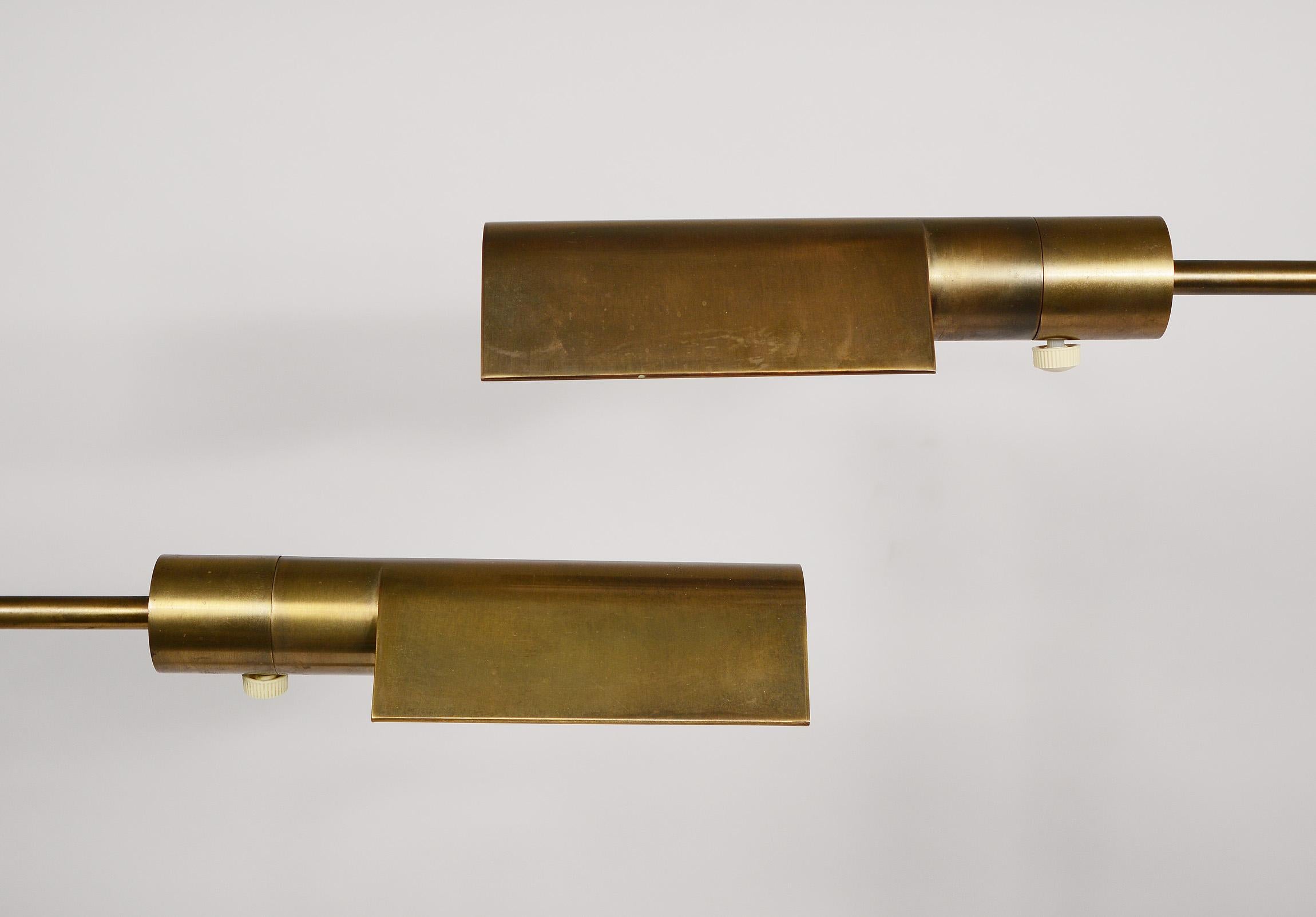 Mid-Century Modern Pair of Casella Brass Adjustable Reading Lamps