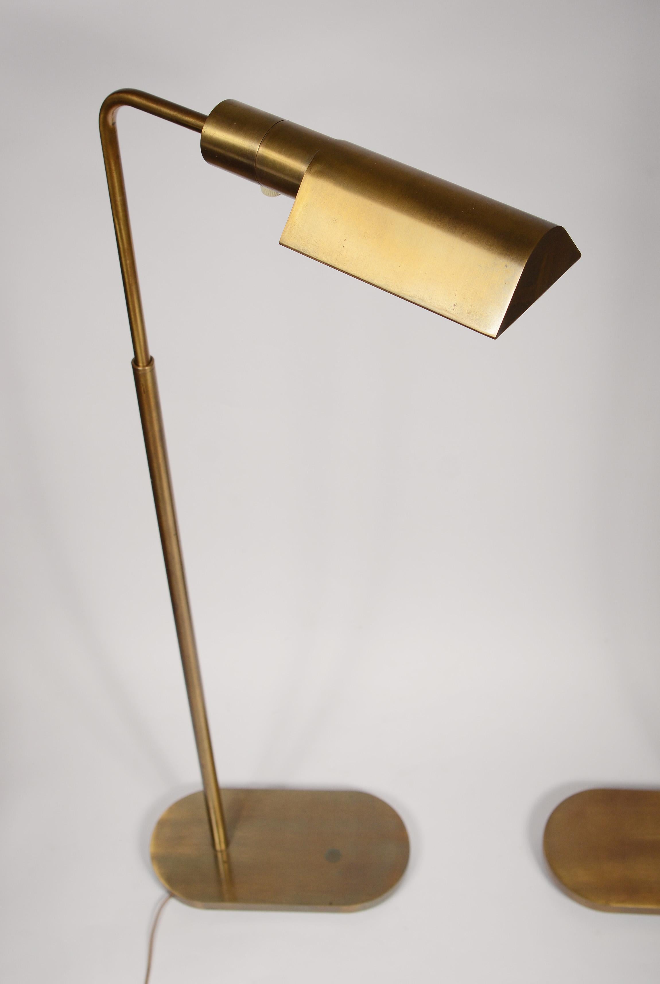 American Pair of Casella Brass Adjustable Reading Lamps