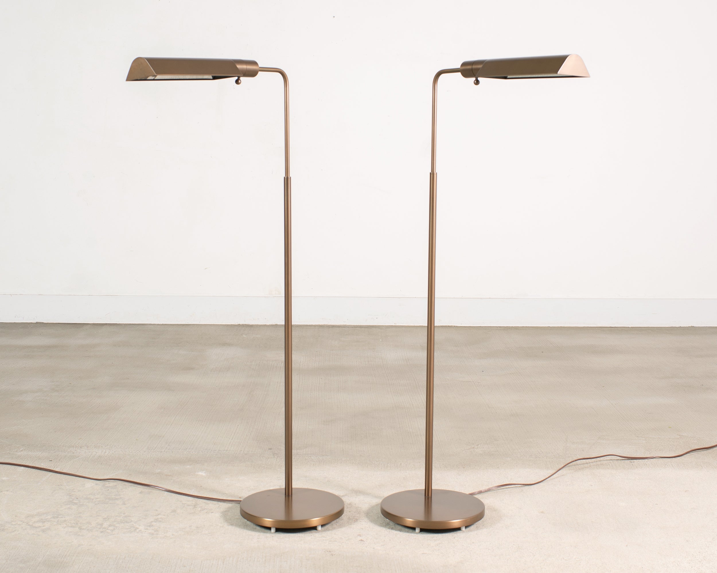 Pair of Casella Bronze Adjustable Pharmacy Floor Lamps