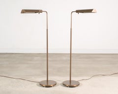 Pair of Casella Bronze Adjustable Pharmacy Floor Lamps