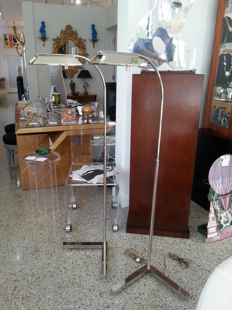 Pair of Casella Nickel Plated Adjustable Floor Lamps For Sale 13