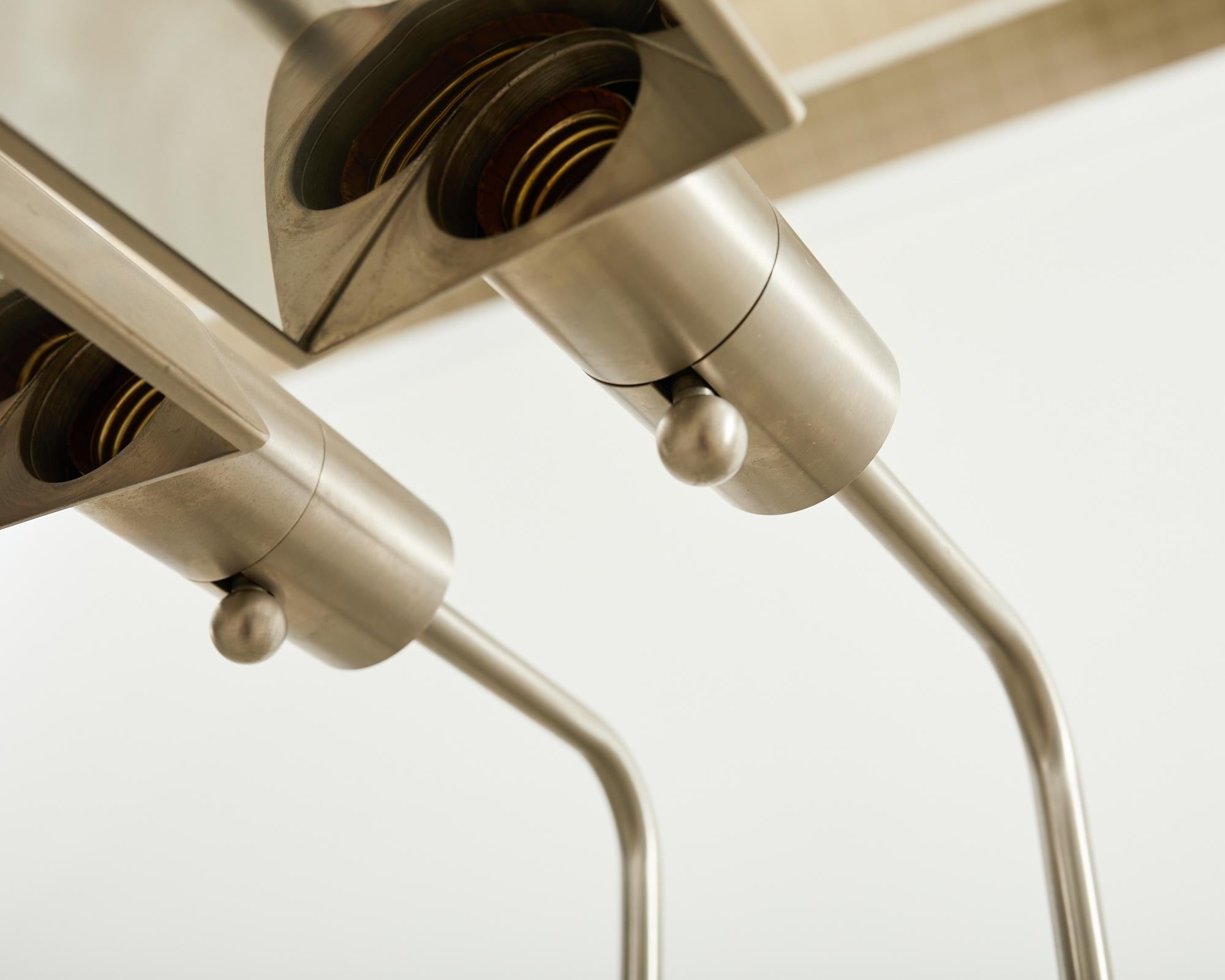 Pair of Casella Satin Nickel Adjustable Pharmacy Floor Lamps 3