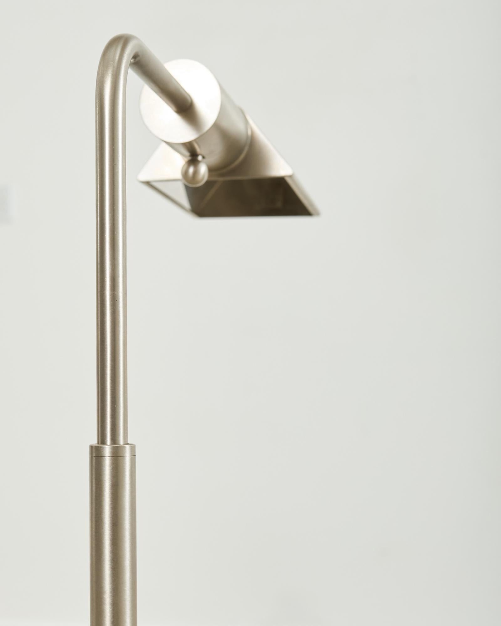 Pair of Casella Satin Nickel Adjustable Pharmacy Floor Lamps 6
