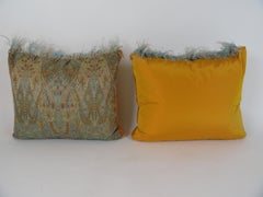 Pair of Cashmere Pillows with Feathered Detail