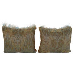Pair of Cashmere Pillows with Feathered Detail
