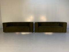 Pair of Cassina "180 Blox" 2.5-Seat Sofas - In Green Moleskin