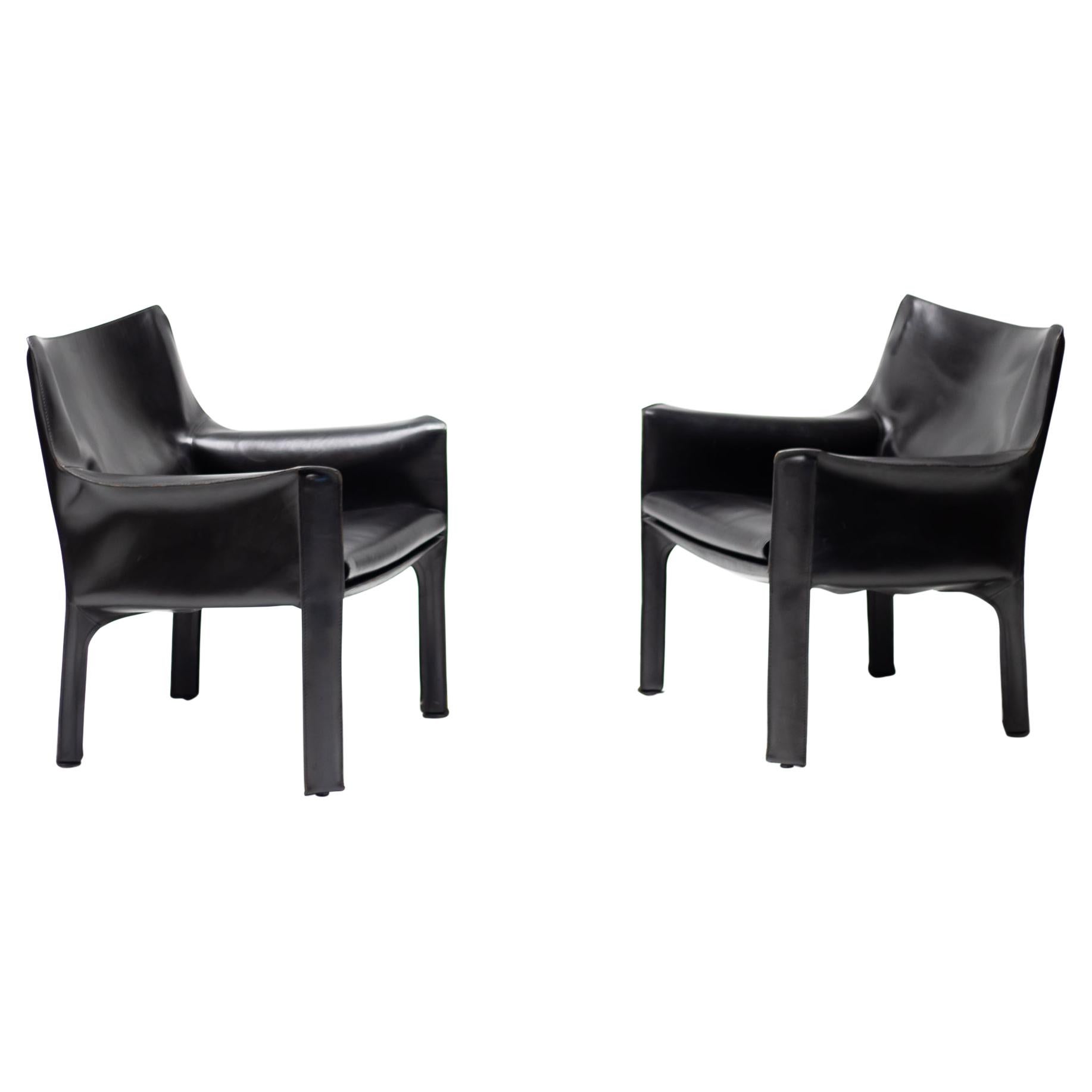 Pair of Cassina Cab 414 Lounge Chairs by Mario Bellini