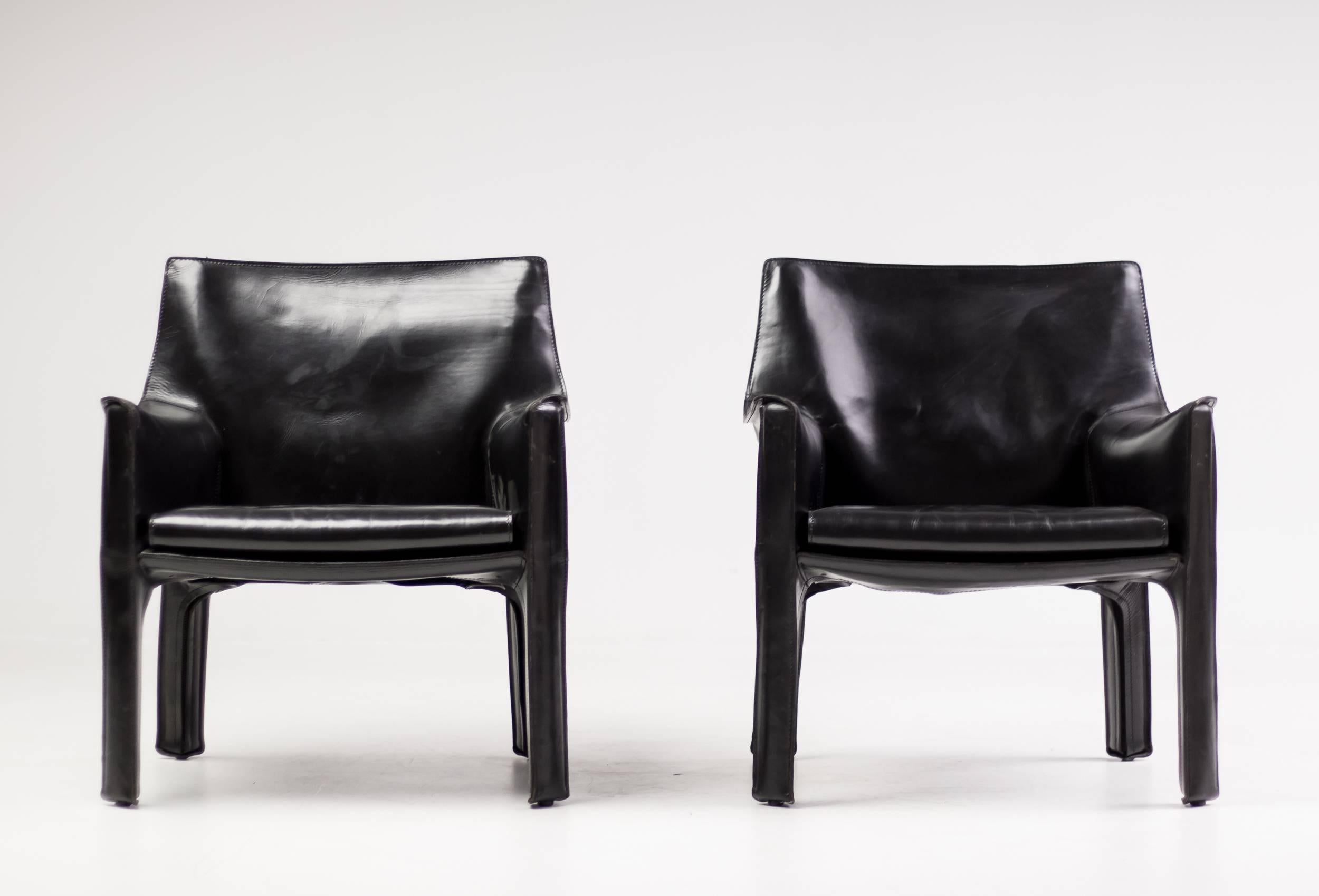 Pair of Cassina Cab Lounge Chairs by Mario Bellini 2