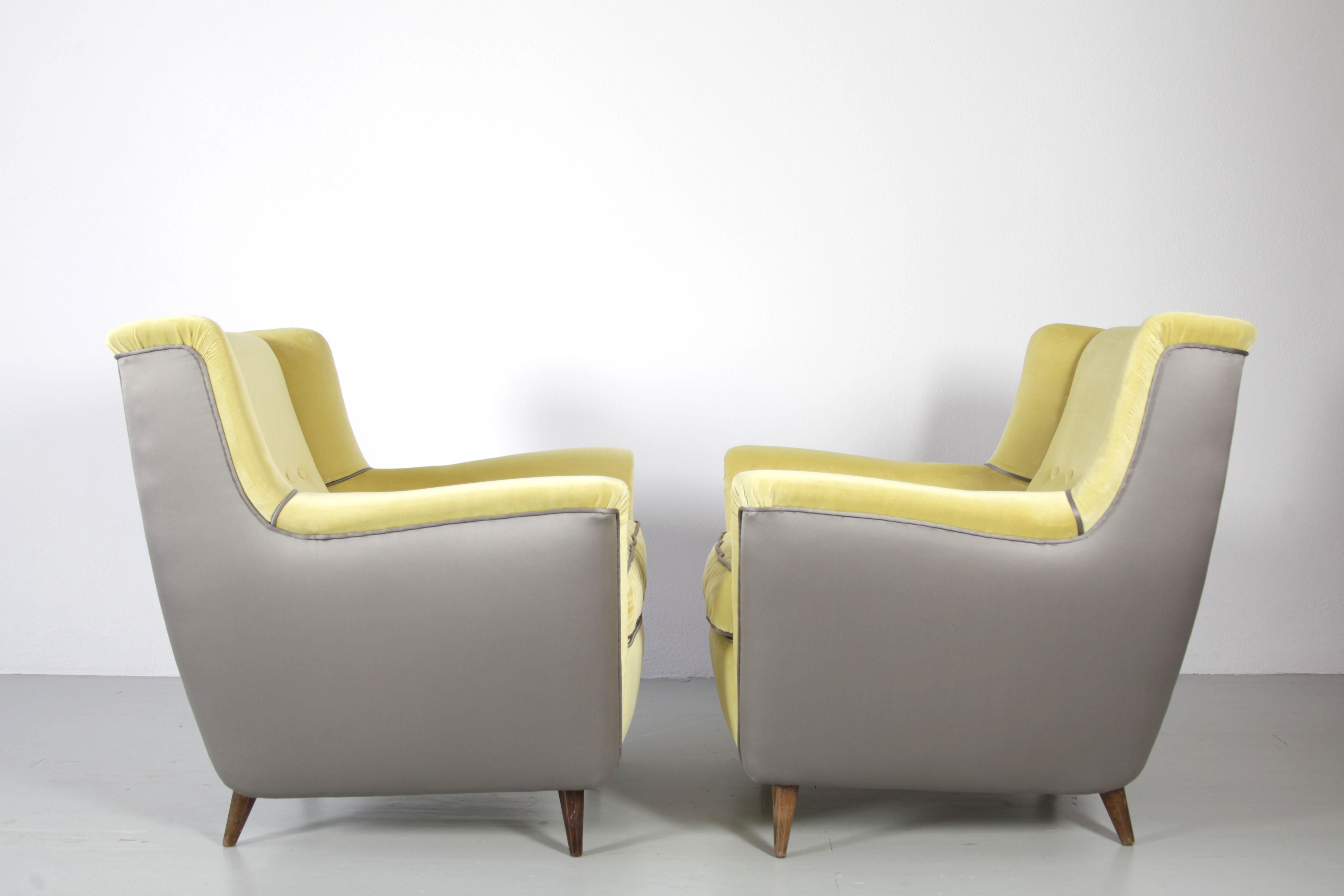 Mid-Century Modern Pair of Cassina Chairs, Model 809, Design Figli de Amadeo dei Cassina, 1958 For Sale