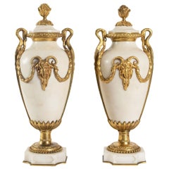 Coppia di cassette, 1900, stile Napoleone III in marmo e bronzo