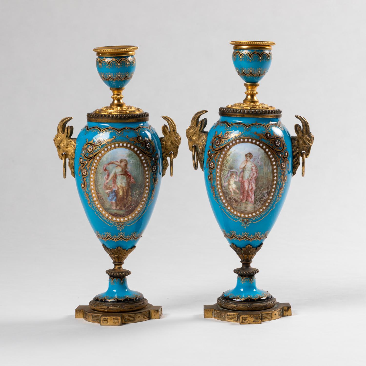 Napoleone III Coppia di cassette trasformabili in portacandele, XIX secolo. in vendita