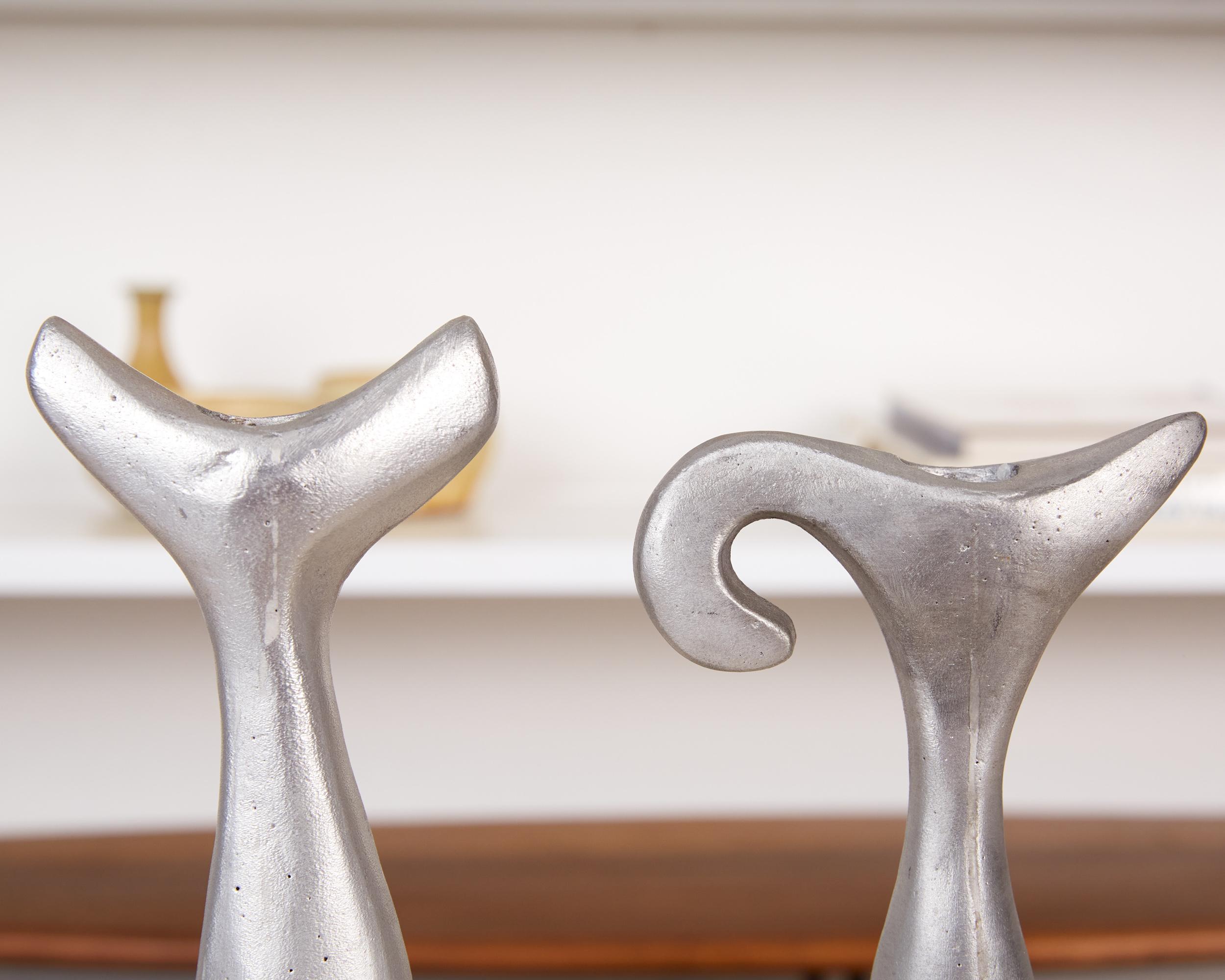 Pair of Cast Aluminum Candlesticks 6