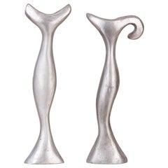 Pair of Cast Aluminum Candlesticks