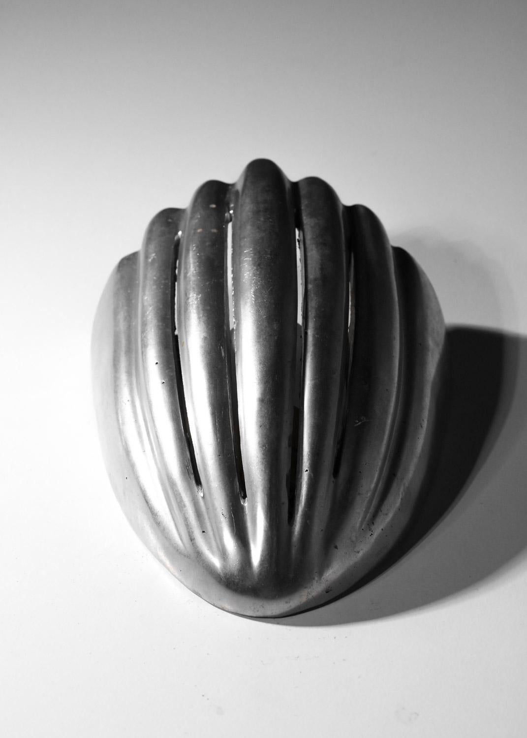 Aluminum Pair of cast aluminum shell wall lights For Sale