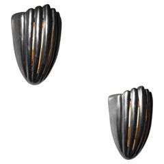 Pair of cast aluminum shell wall lights