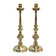 Antique Pair of Cast Brass Candlesticks, circa 1900