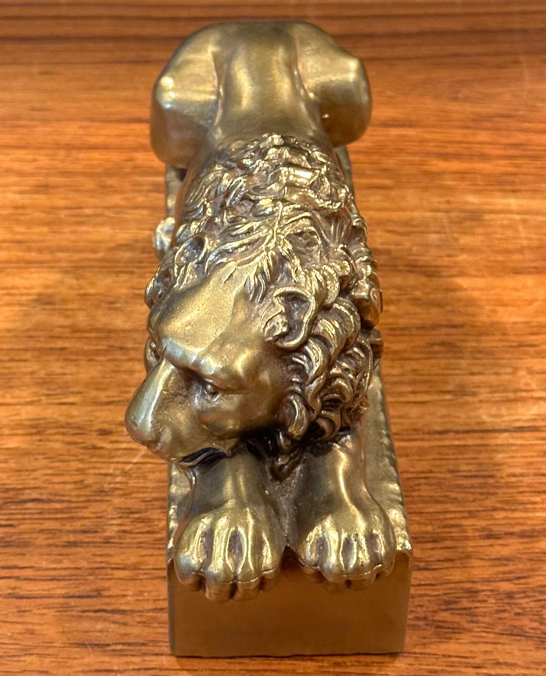 Pair of Cast Brass Lion Bookends by Antonio Canova  3