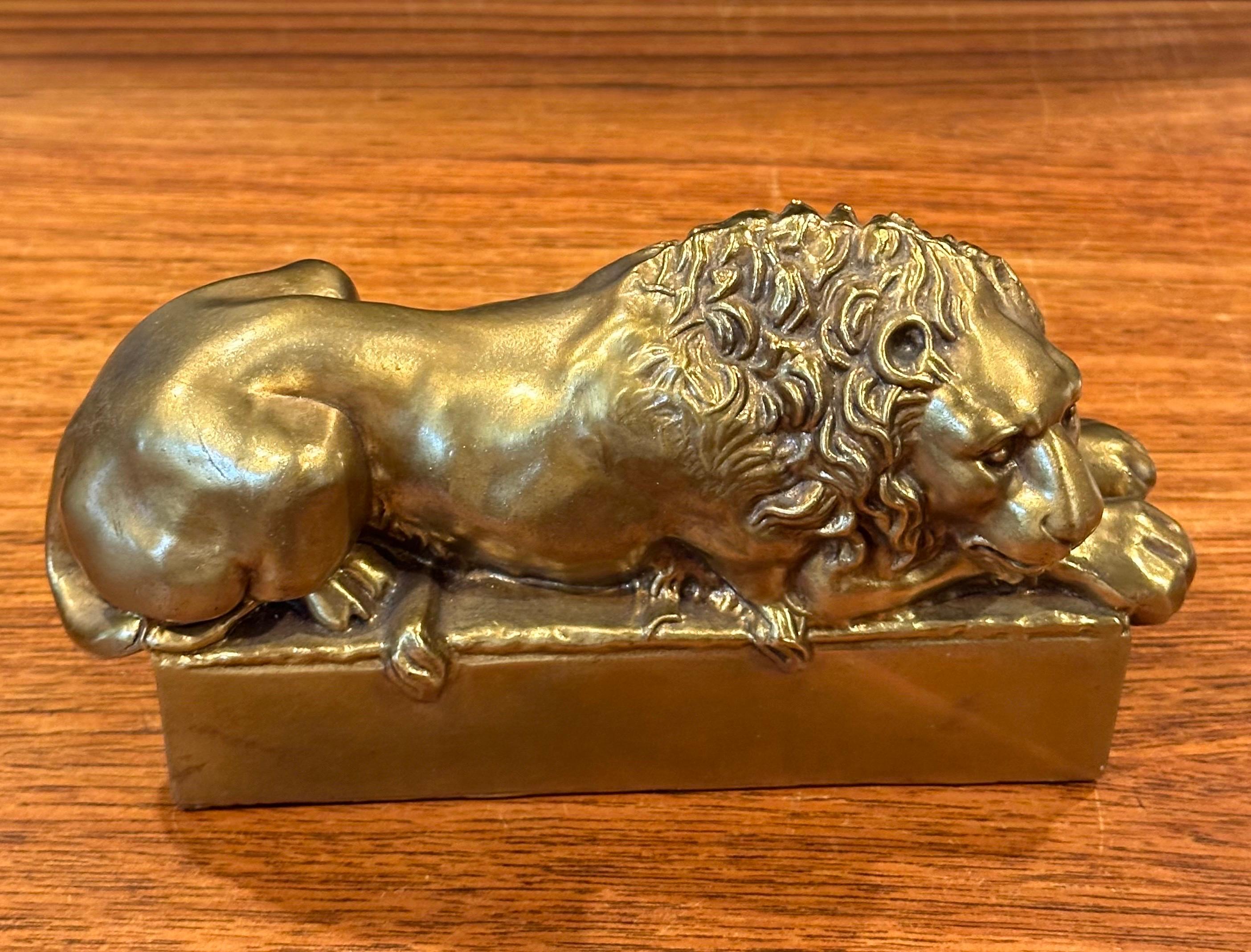 Pair of Cast Brass Lion Bookends by Antonio Canova  4