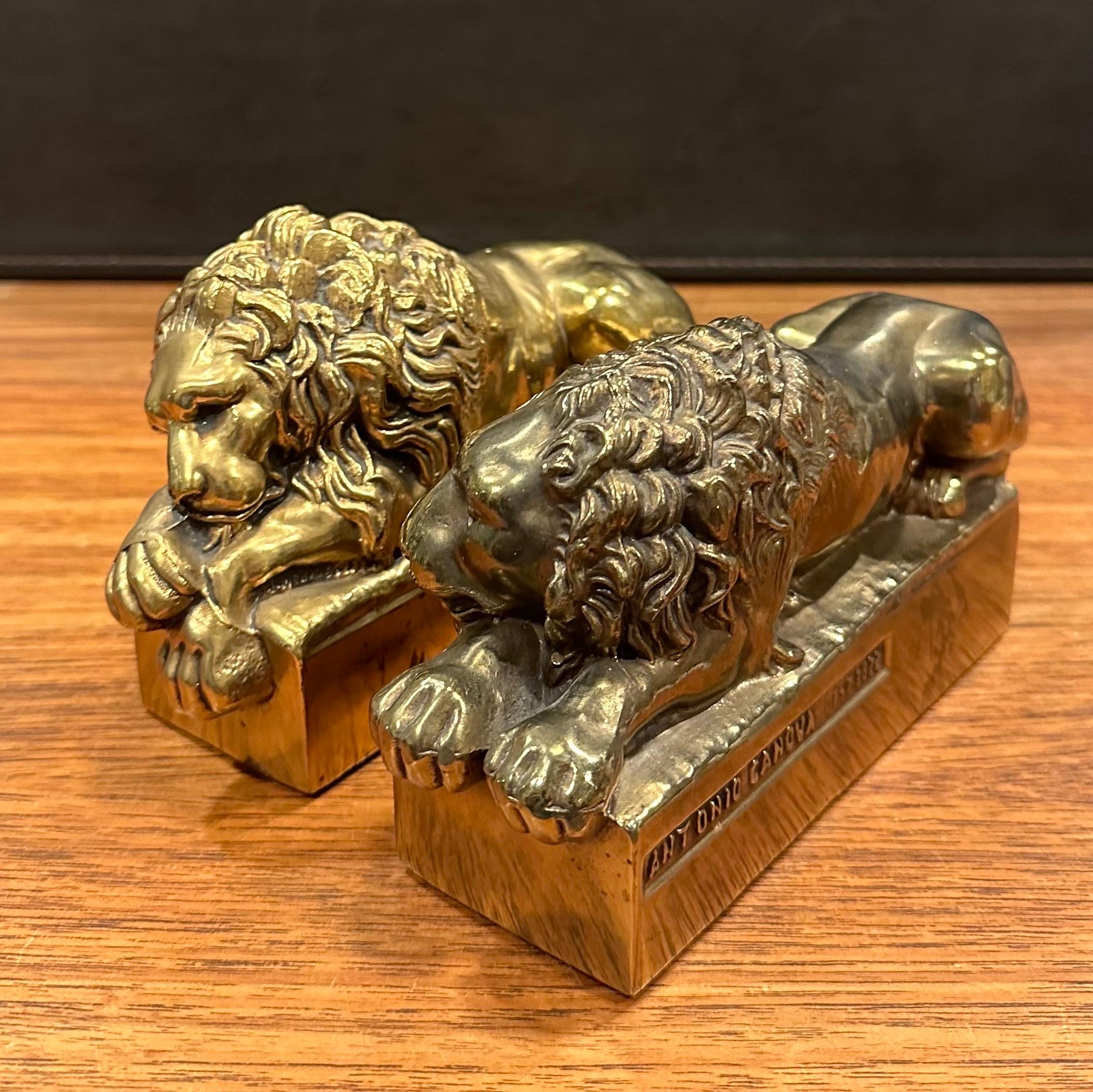 Pair of Cast Brass Lion Bookends by Antonio Canova 5