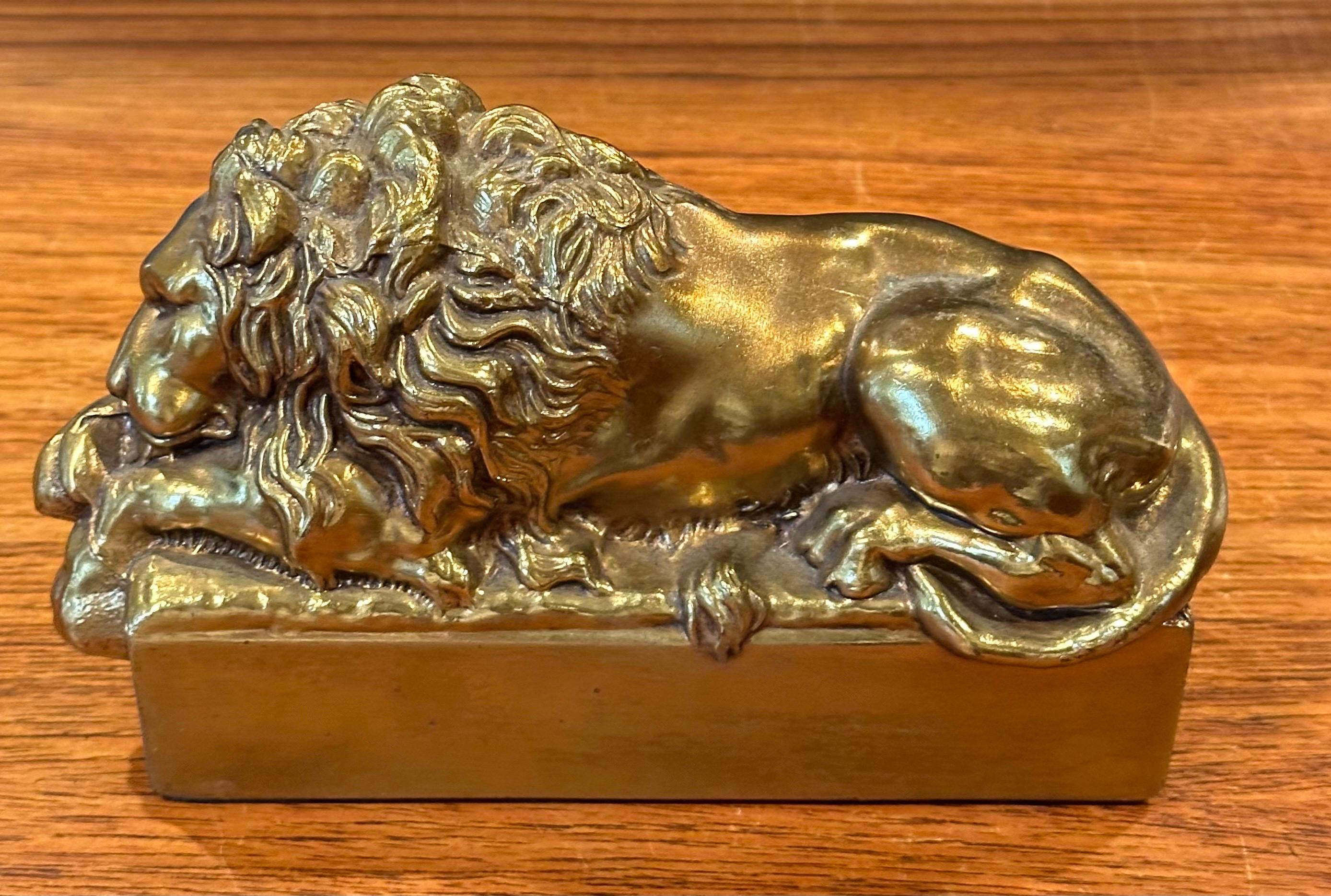 Pair of Cast Brass Lion Bookends by Antonio Canova  5