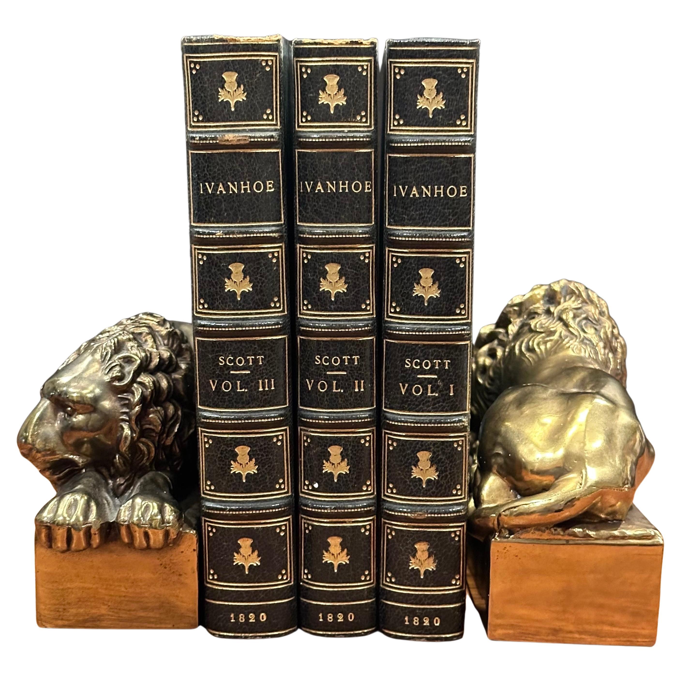 Pair of Cast Brass Lion Bookends by Antonio Canova 6