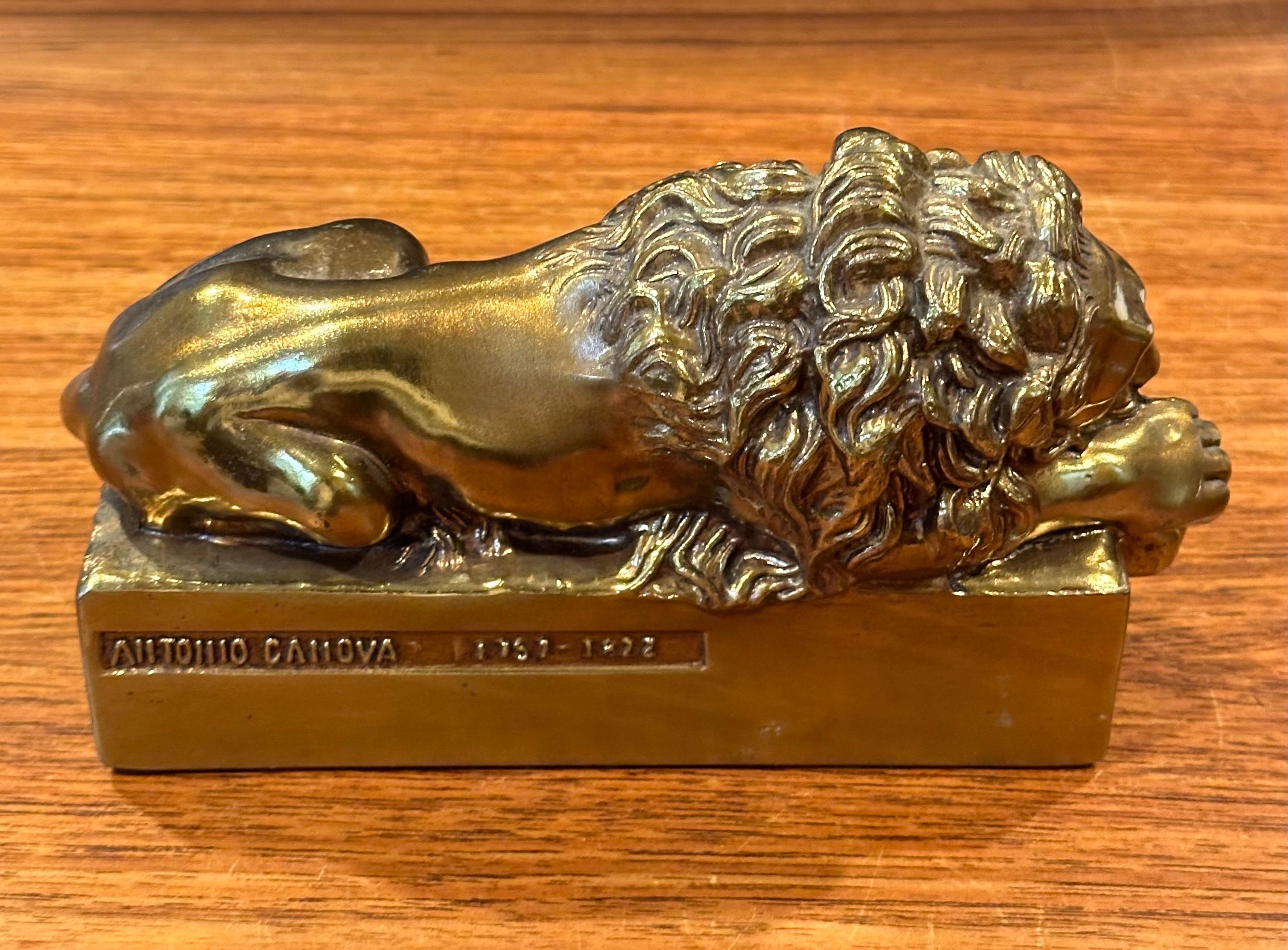 Pair of Cast Brass Lion Bookends by Antonio Canova  6