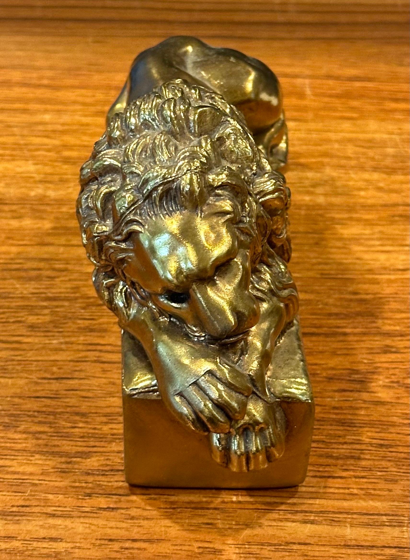 Pair of Cast Brass Lion Bookends by Antonio Canova  7