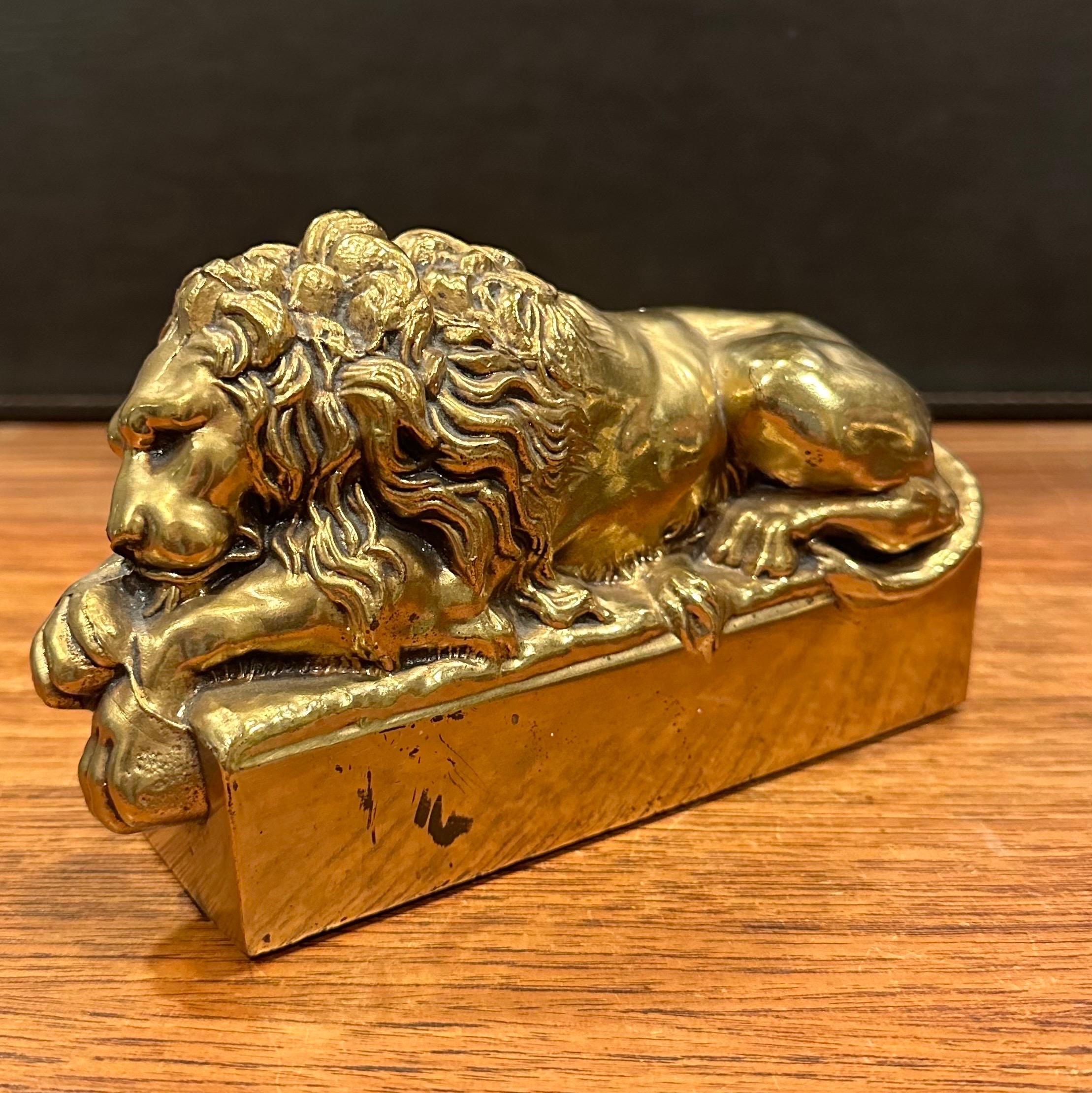 Pair of Cast Brass Lion Bookends by Antonio Canova 1