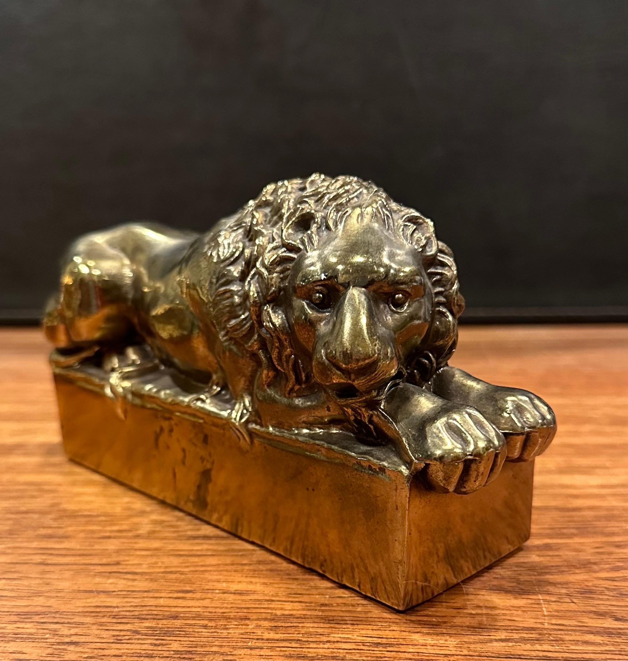 Pair of Cast Brass Lion Bookends by Antonio Canova 2