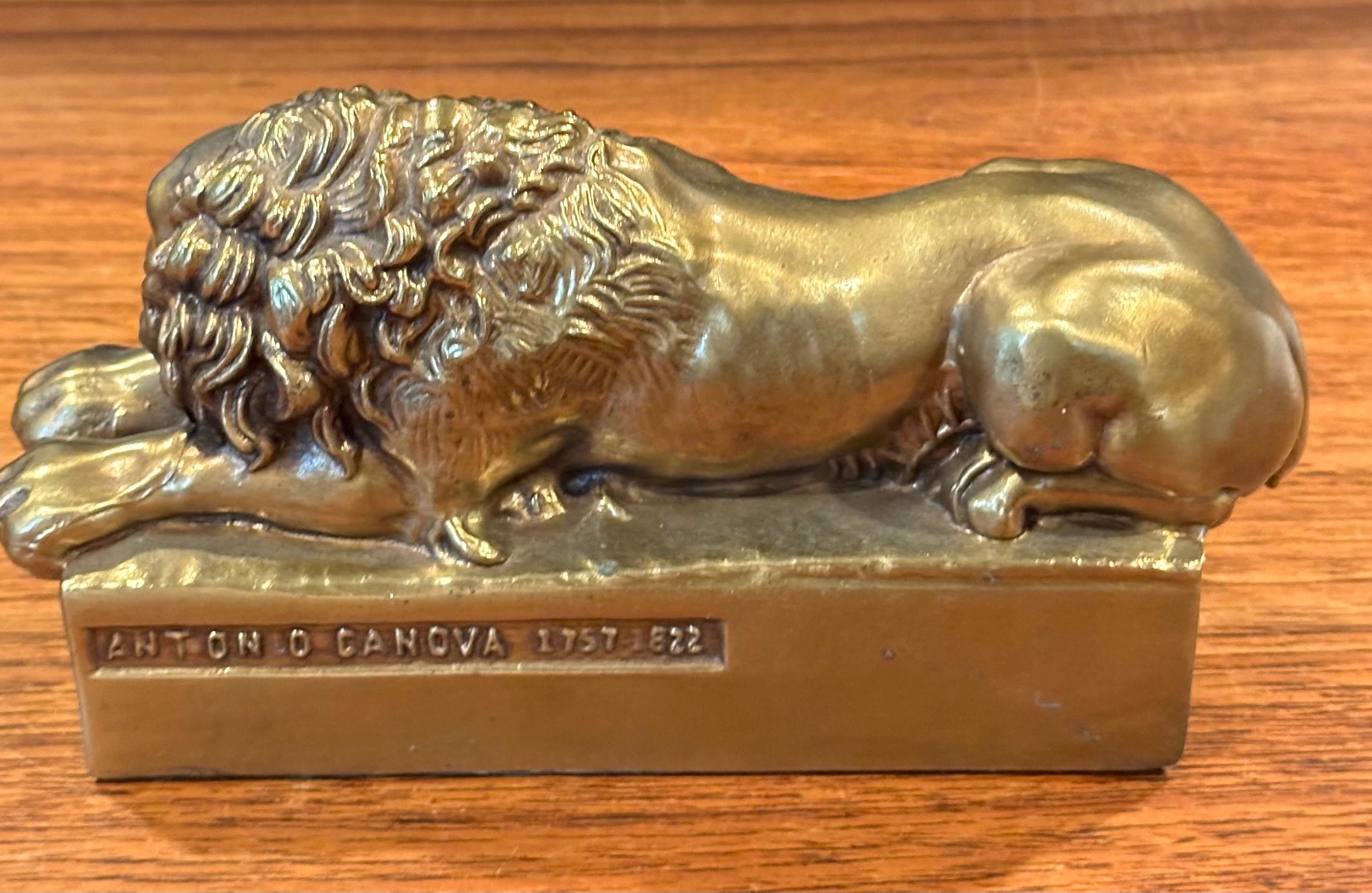 Pair of Cast Brass Lion Bookends by Antonio Canova  2
