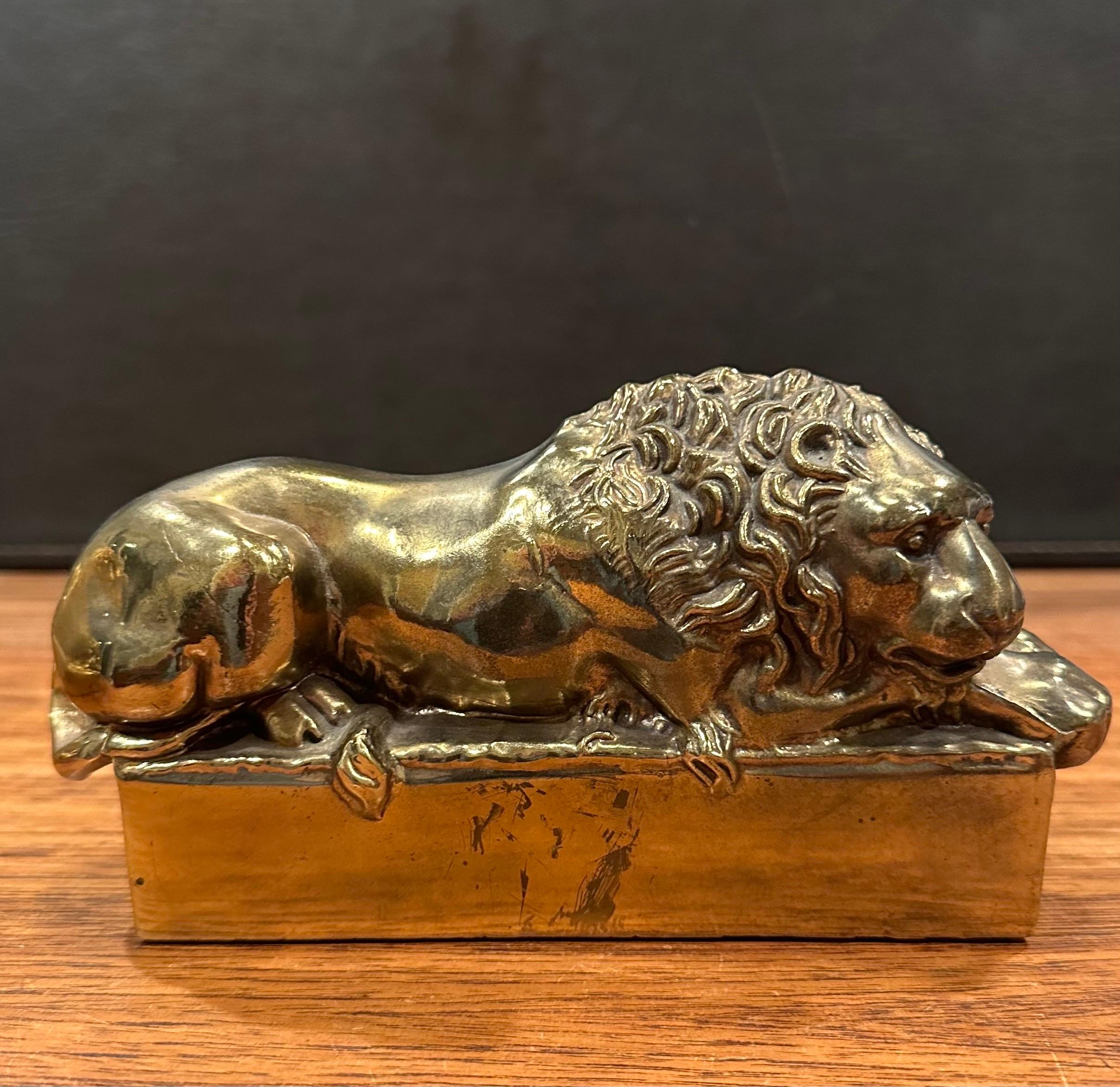 Pair of Cast Brass Lion Bookends by Antonio Canova 3