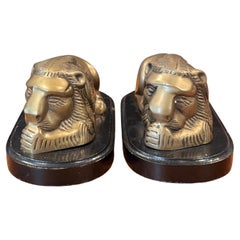 Pair of Cast Brass Lion Bookends in the Style of Antonio Canova