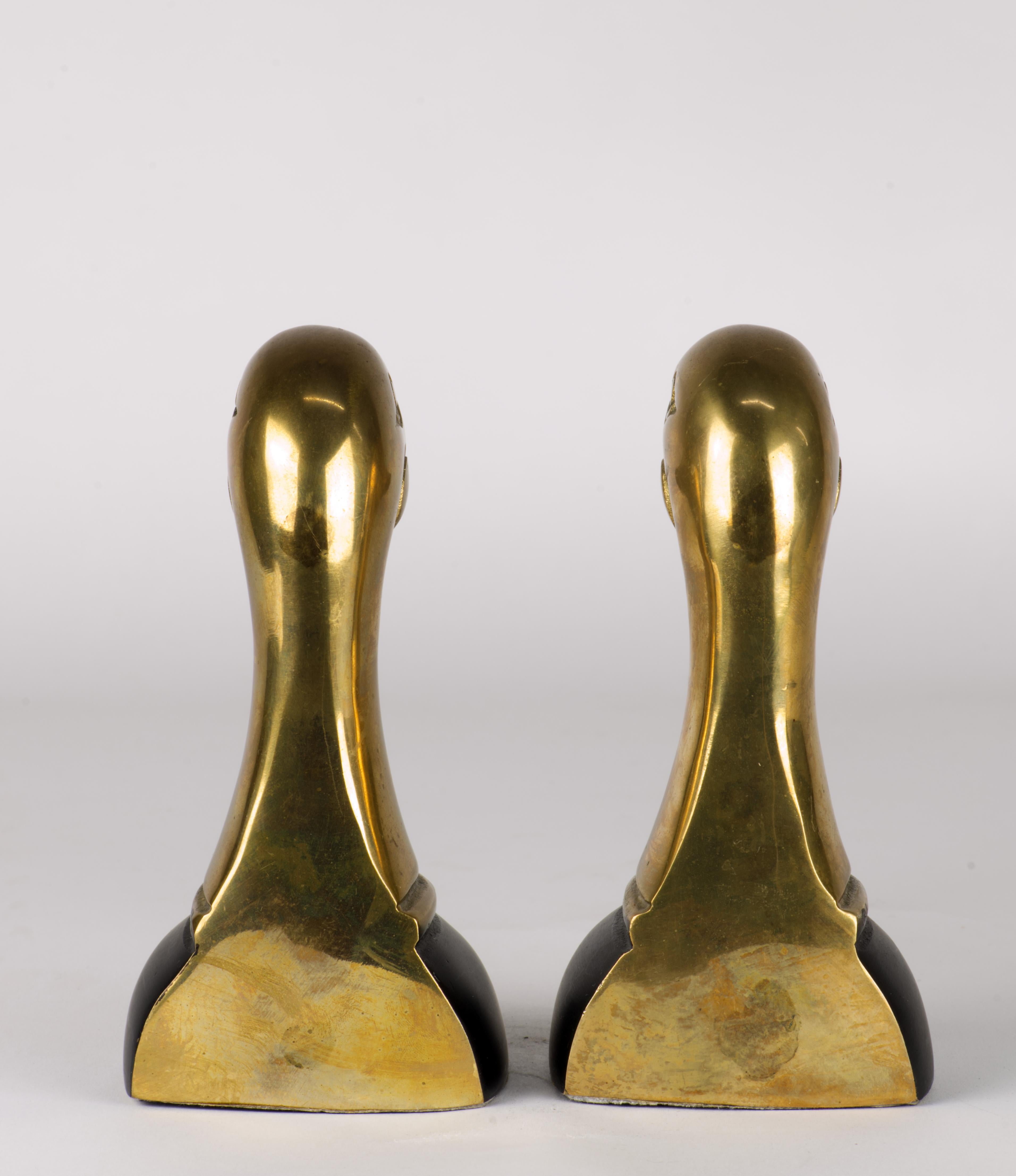 Pair of Cast Brass Mallard Duck Bookends Mid Century Modern For Sale 1